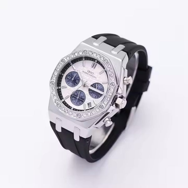 IBSO S9618L Black Women’s Watch with Stainless Steel Case and Silicone Strap – Elegant and Comfortable