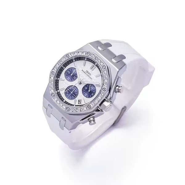  IBSO S9618L White Women’s Watch with Stainless Steel Case and Silicone Strap – Elegant and Comfortable