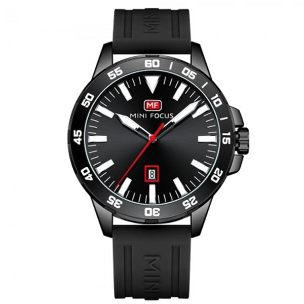 Mini Focus MF0020G Black Men's Silicone Strap Watch - Comfortable and Stylish