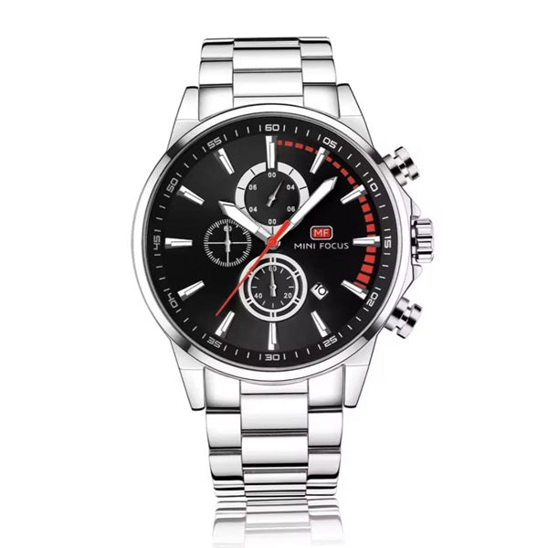Mini Focus MF0085G Silver Black Men's Stainless Steel Watch - Stylish and Durable