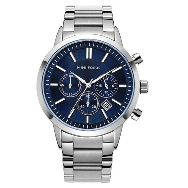 Mini Focus MF0188G Silver Blue Men’s Stainless Steel Watch - Elegant and Durable
