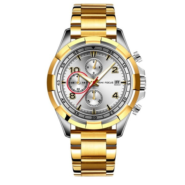 Mini Focus MF0198G Gold Men's Stainless Steel Watch - Stylish and Durable