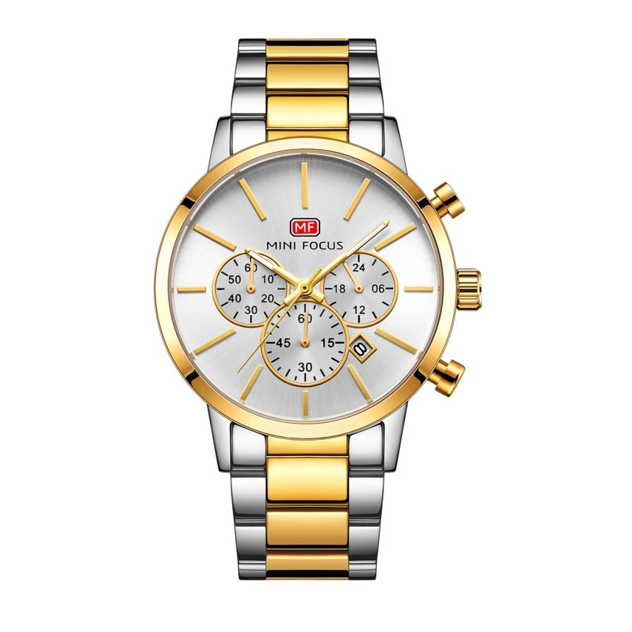 Mini Focus MF0294G Silver Gold Men's Stainless Steel Watch - Stylish and Durable