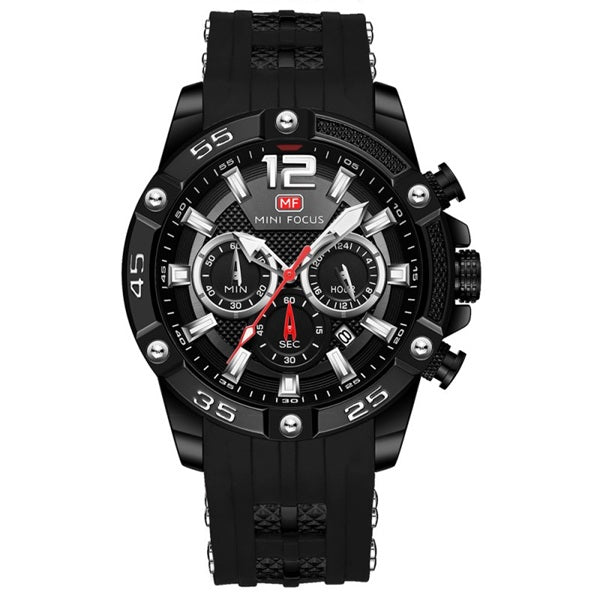 Mini Focus MF0349G Black Black Men's Silicone Strap Watch - Stylish and Durable