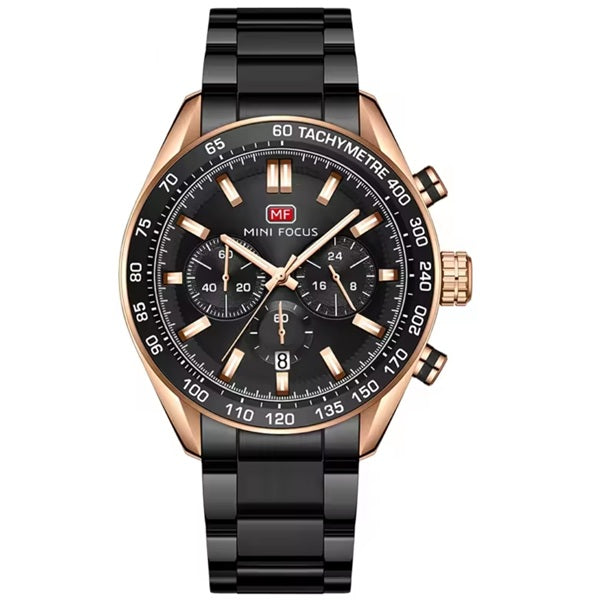 Mini Focus MF0403G Black Men's Stainless Steel Watch - Elegant and Durable Design