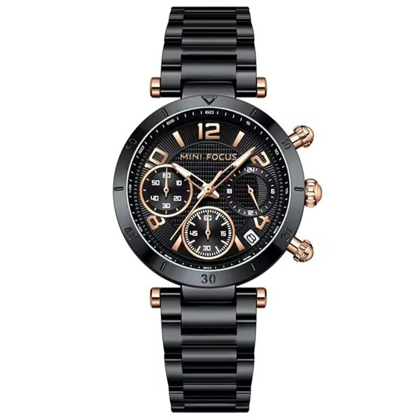 Mini Focus MF0489L Black Black Women's Stainless Steel Watch - Elegant and Durable