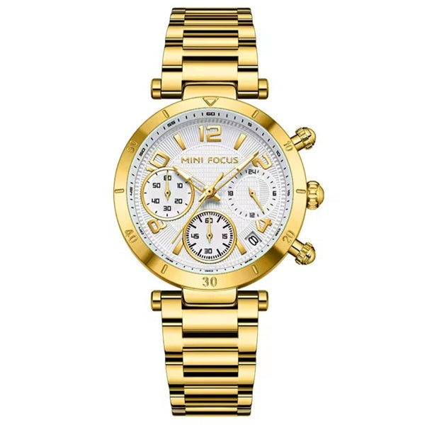 Mini Focus MF0489L Gold Women's Stainless Steel Watch - Elegant and Durable