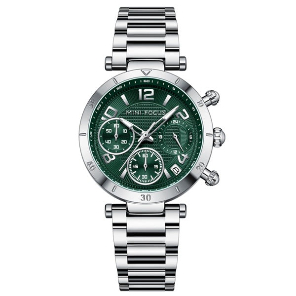 Mini Focus MF0489L Silver Green Women's Stainless Steel Watch - Elegant and Durable