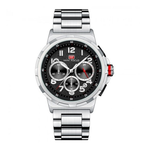 Mini Focus MF0492G Silver Black Men's Stainless Steel Watch - Stylish and Durable