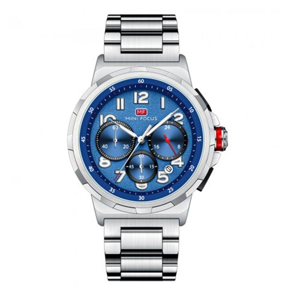 Mini Focus MF0492G Silver Blue Men's Stainless Steel Watch - Stylish and Durable