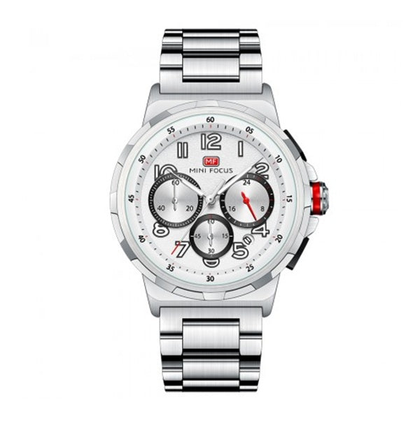 Mini Focus MF0492G Silver White Men's Stainless Steel Watch - Stylish and Durable