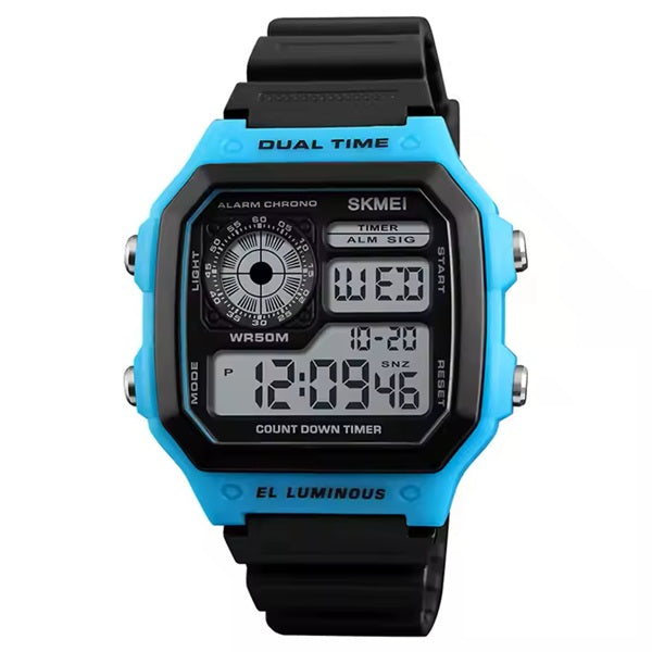 Skmei 1299 Blue Multifunction Digital Men’s Sports Watch - Stylish and Durable