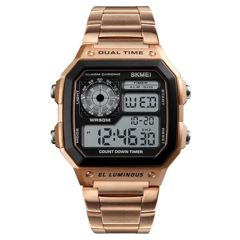Skmei 1335 Digital Stainless Steel 2-Time Business Men Watch
