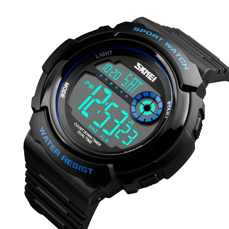 Skmei 1367 Black Black Blue Digital Waterproof Men’s Sports Dual Time Watch - Trendy and Functional