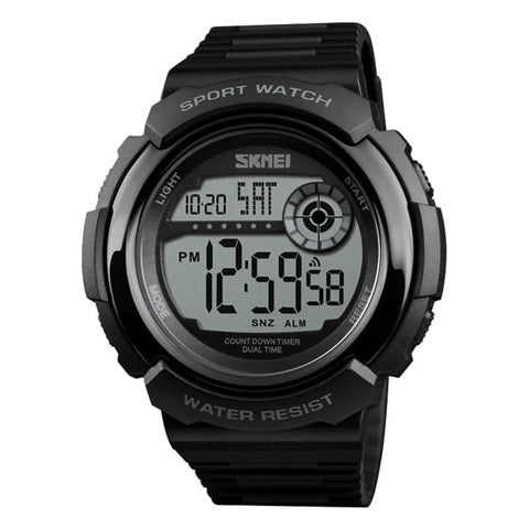 Skmei 1367 Black White Digital Waterproof Men’s Sports Dual Time Watch - Bold and Durable