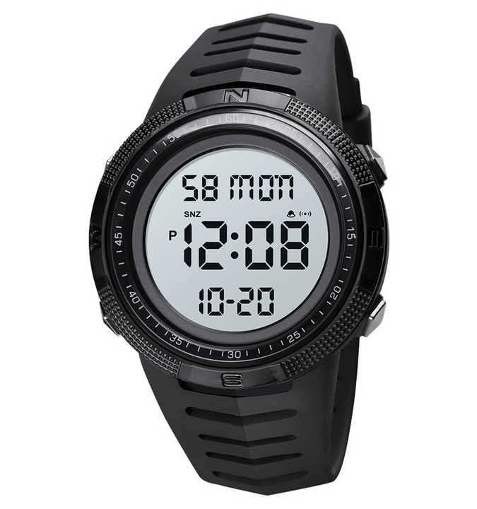 Skmei 1632 Multifunction Digital Men's Sports Watch - Classic Black and White Design