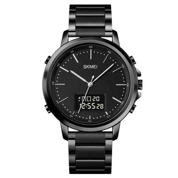 Skmei 1652 Black Black Men's Analog-Digital Stainless Steel Watch - Waterproof and Multifunctional
