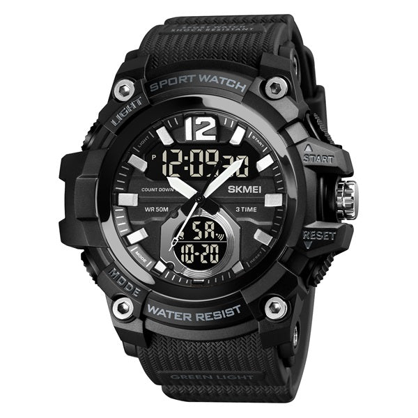Skmei 1725 Black Black Analog-Digital Sports Watch for Men - Waterproof and Multifunctional