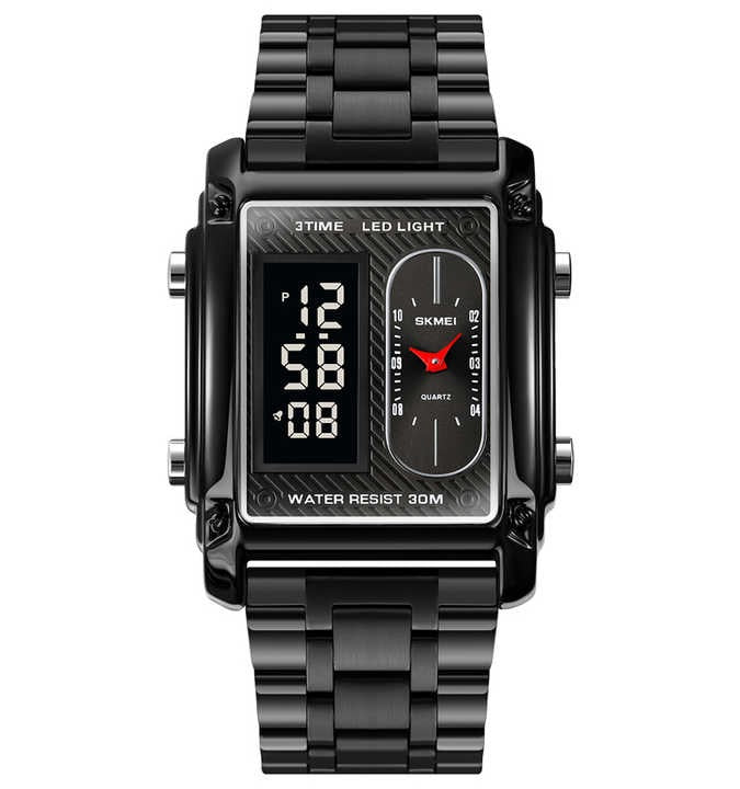 Skmei 1868 Black Black Analog Digital Stainless Steel Men’s Watch
