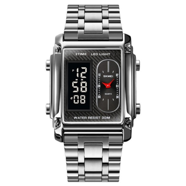 Skmei 1868 Silver Black Analog Digital Stainless Steel Men’s Watch