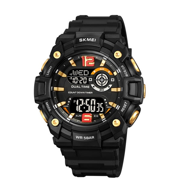 Skmei 2018 Gold Black Multifunction Digital Men’s Sports Watch