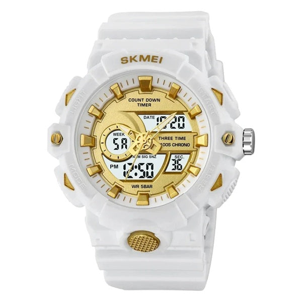 Skmei 2225 White Analog-Digital Sports Watch for Men - Waterproof and Multifunctional