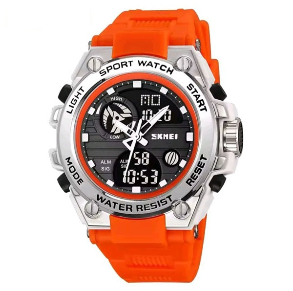 Skmei 2360 Silver Orange Analog-Digital Sports Watch for Men - Durable and Multifunctional