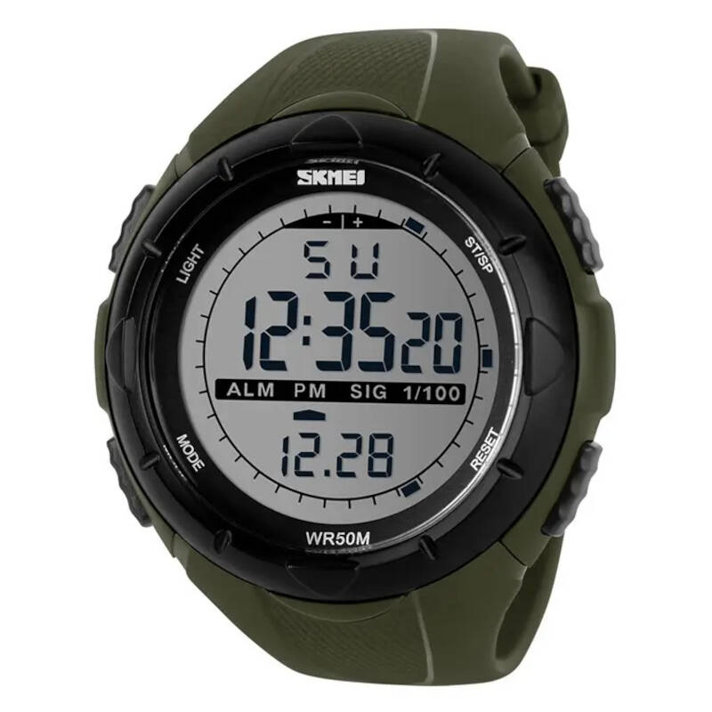 Skmei 1025 Army Green Digital Sports Watch for Men - Waterproof Multifunctional