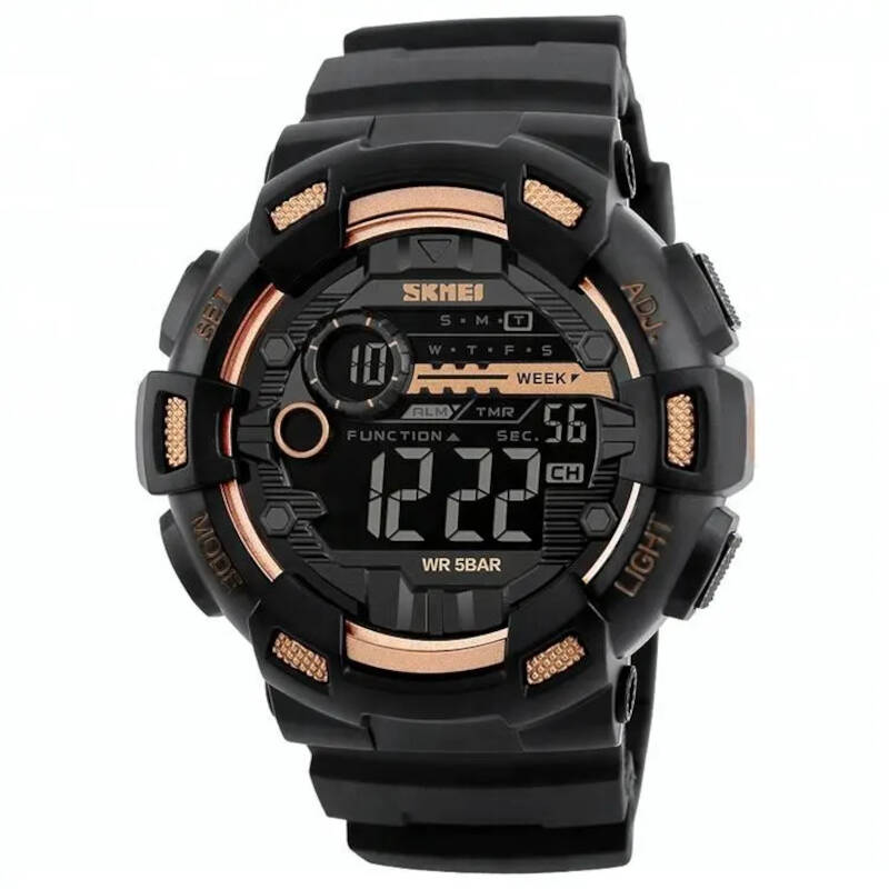 Skmei 1243 Gold Digital Sport Watch with LED Display - Elegant and High-Tech