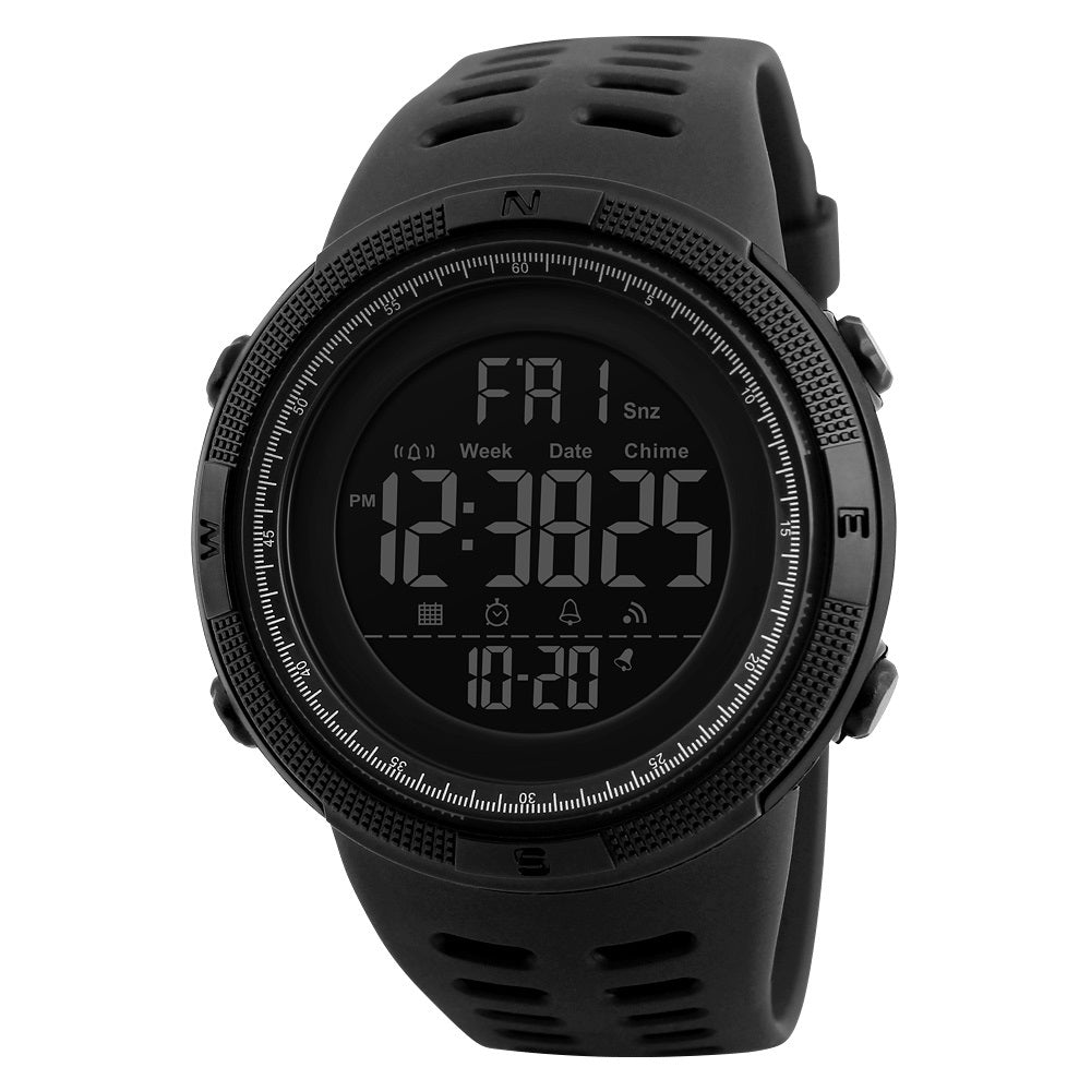 Skmei 1251 Black Digital Waterproof Men’s Sports Multifunction Watch - Sleek and Reliable